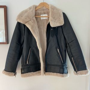 Zara leather and fur jacket